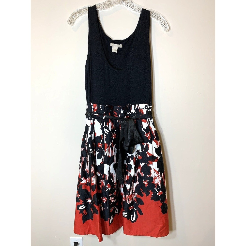 JONATHAN MARTIN Dress Womens Medium Sundress Sleeveless Black Red White Stretch